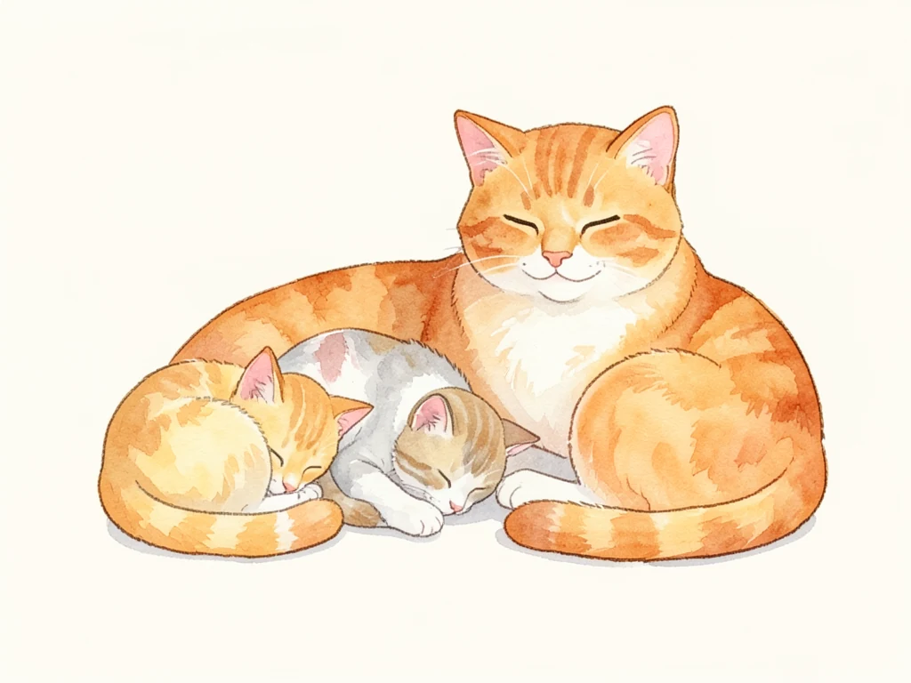 Котята поели и спят.